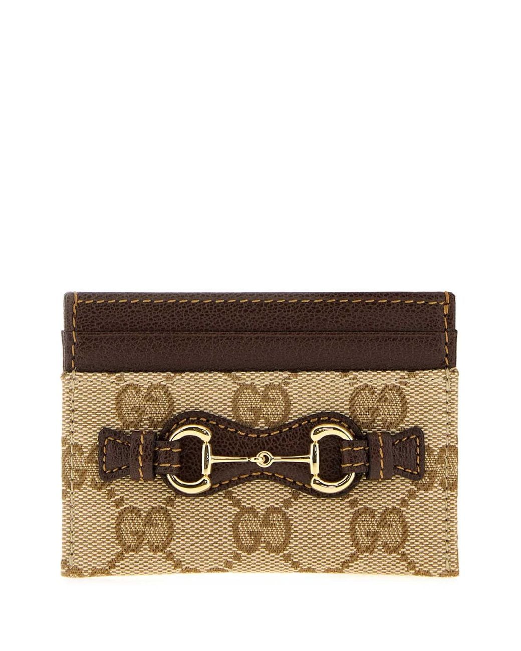 Gucci Brown Gg Fabric Card Holder