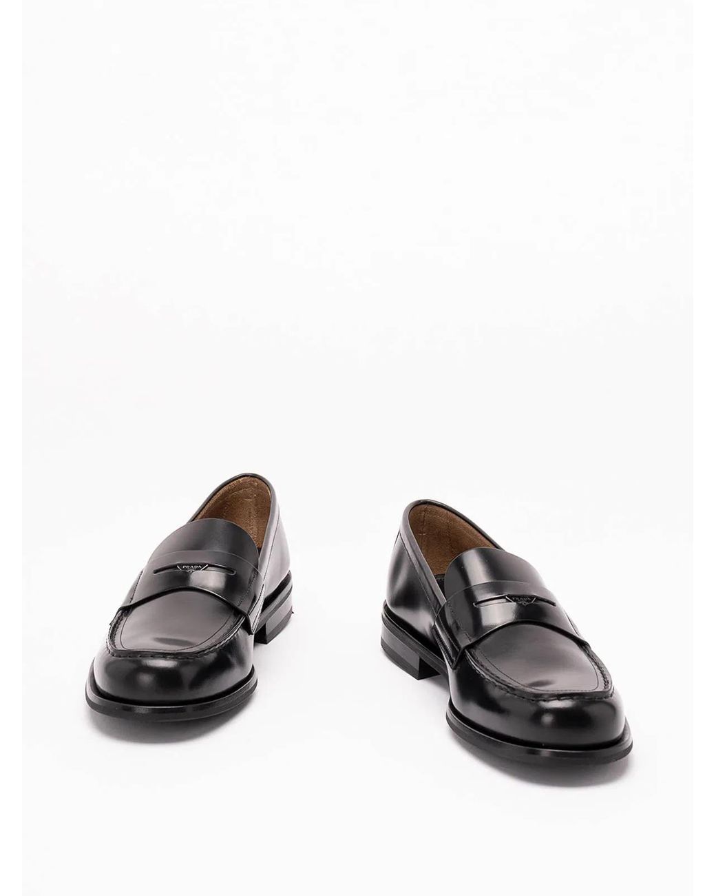 Prada Black Brushed Leather Loafers for men