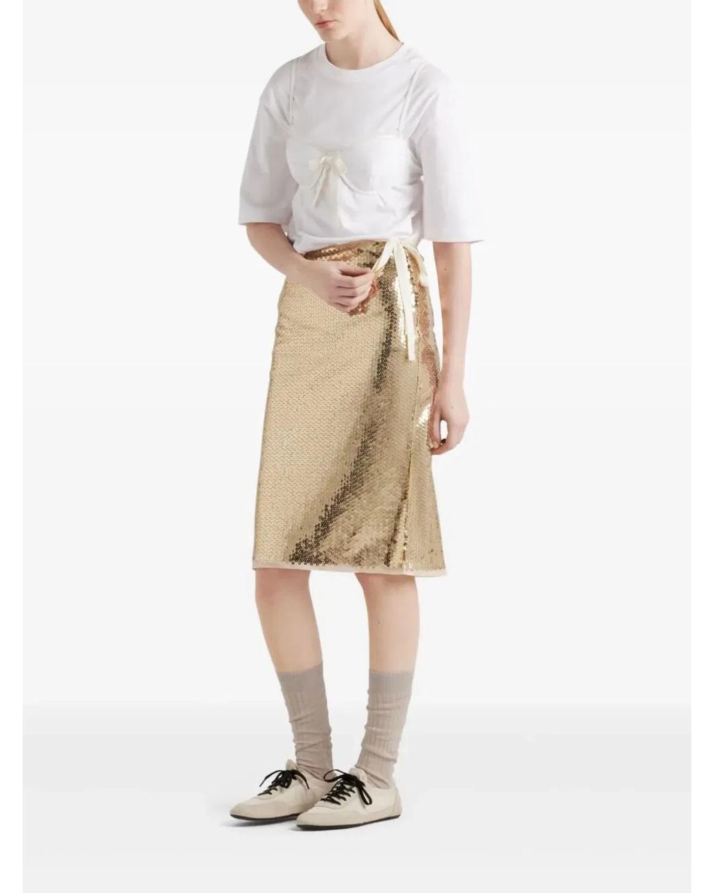 Prada Metallic Sequined Pencil Skirt