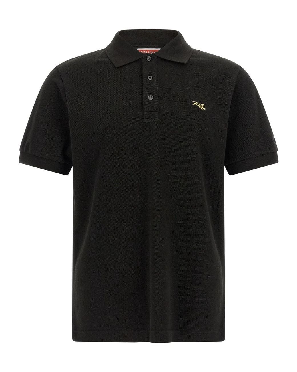 KENZO Black Happy Tiger' Polo Shirt for men