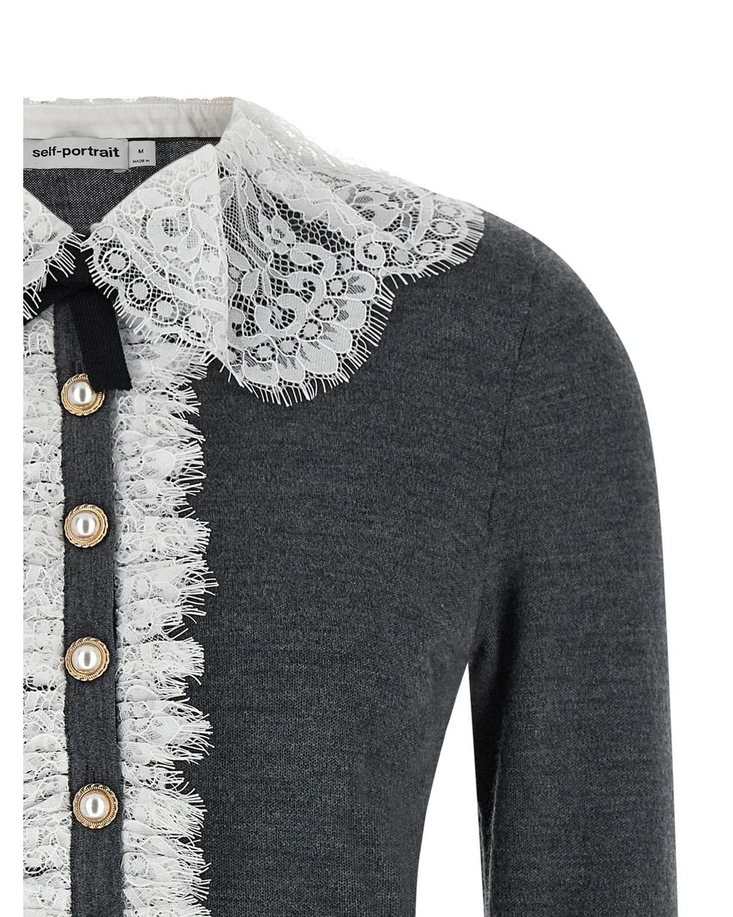 Self-Portrait Black Wool Cardigan Clothing