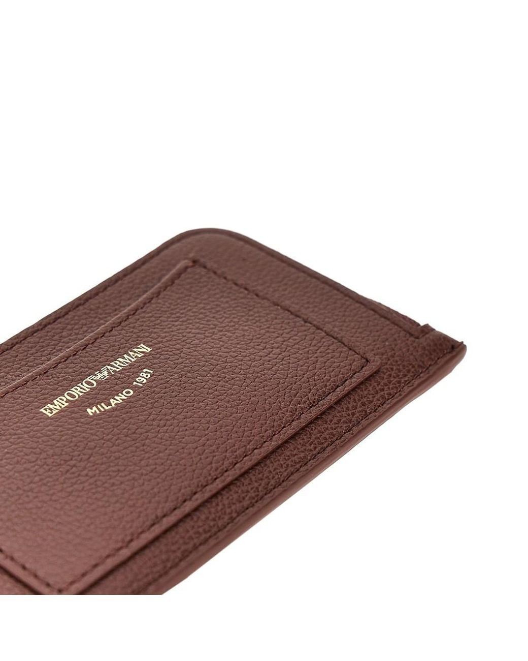 Emporio Armani Brown Leather Cardholder Pouch
