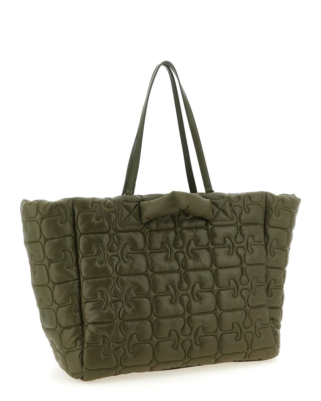 Ganni Green Quilted Re-Tech Xxl Tote Tote Bag