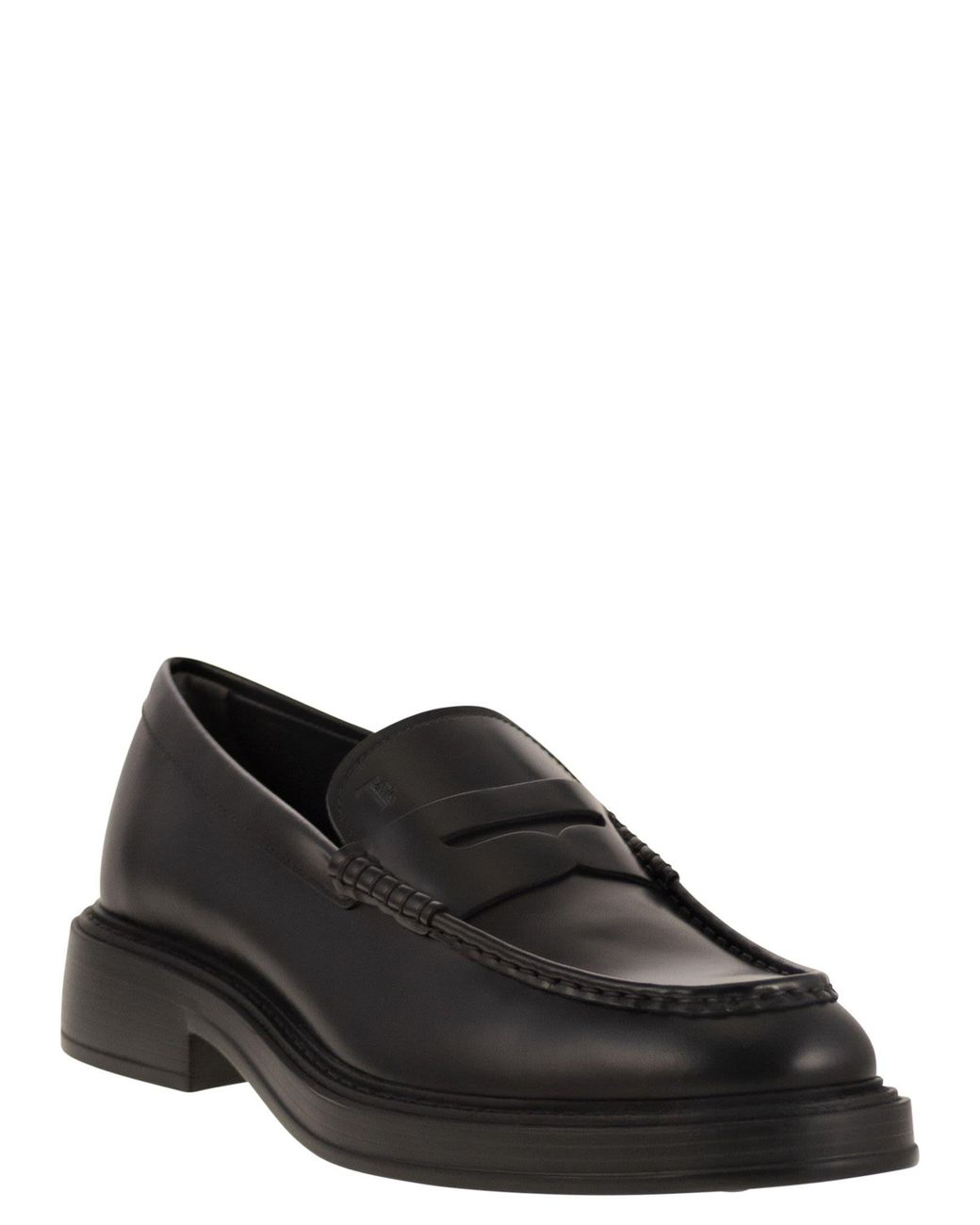 Tod's Black Leather Loafers for men
