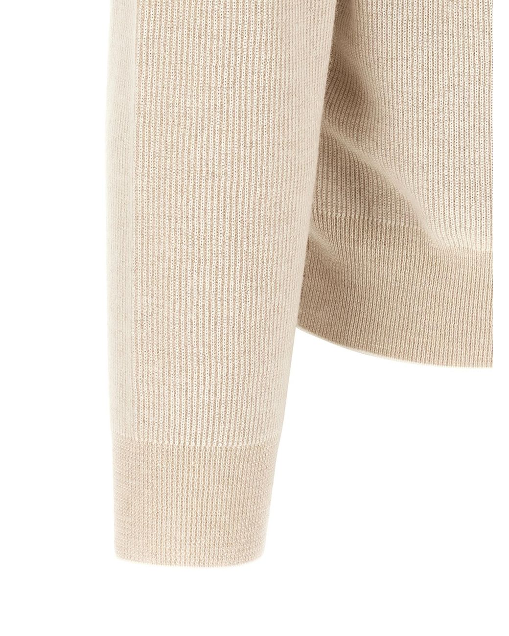 Brioni Natural High Neck Sweater With Zip for men