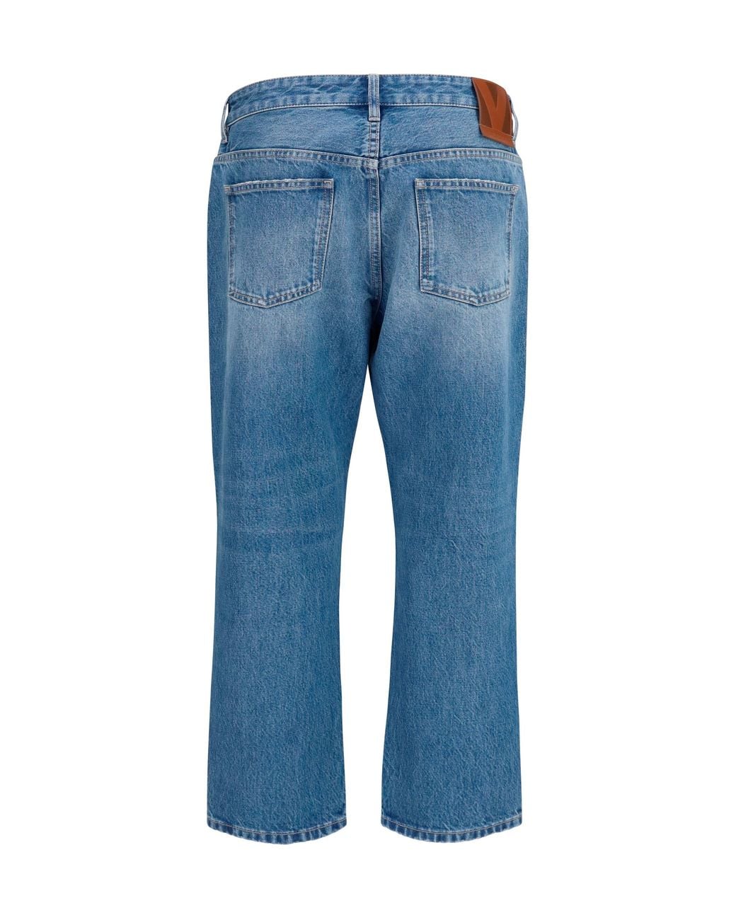 Valentino Blue Straight-Leg Jeans Cotton