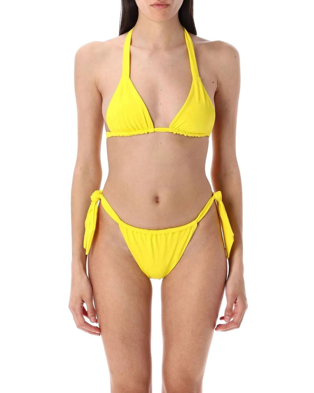 Let's Swim Yellow Let's Swim Triangle Bikini Top