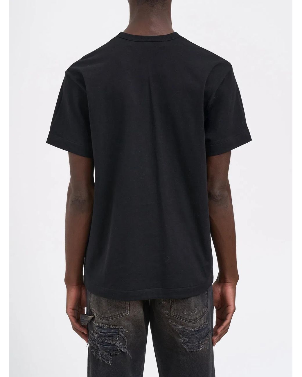 COMME DES GARÇONS PLAY Black Cotton Logo T-Shirt for men