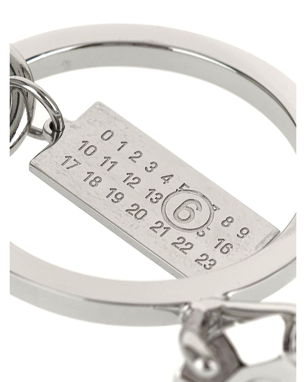 MM6 by Maison Margiela Metallic 'Numeric' Keyring for men