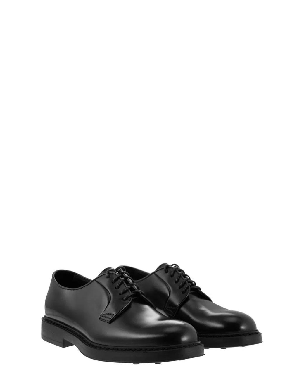 Doucal's Black Leather Derby Lace-Up for men
