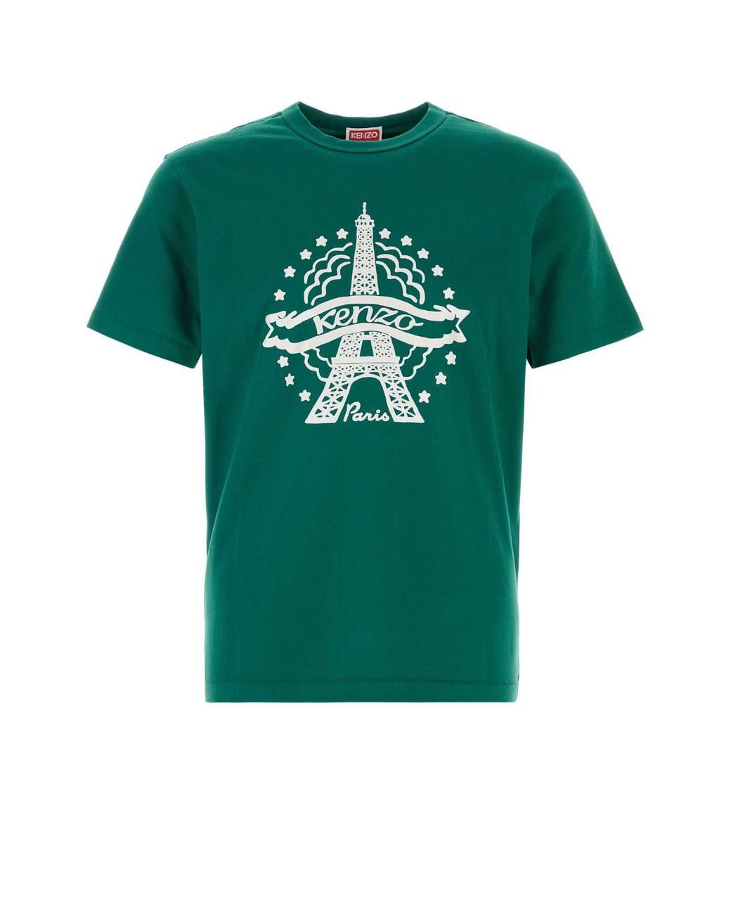 KENZO Green Eiffel Tower Design Slim T-Shirt for men