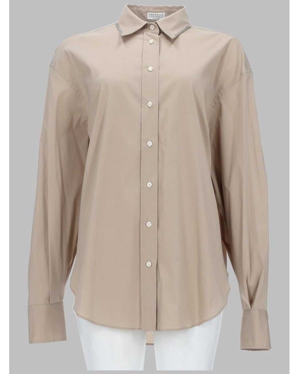Brunello Cucinelli Natural Camicia Con Dettaglio Monili