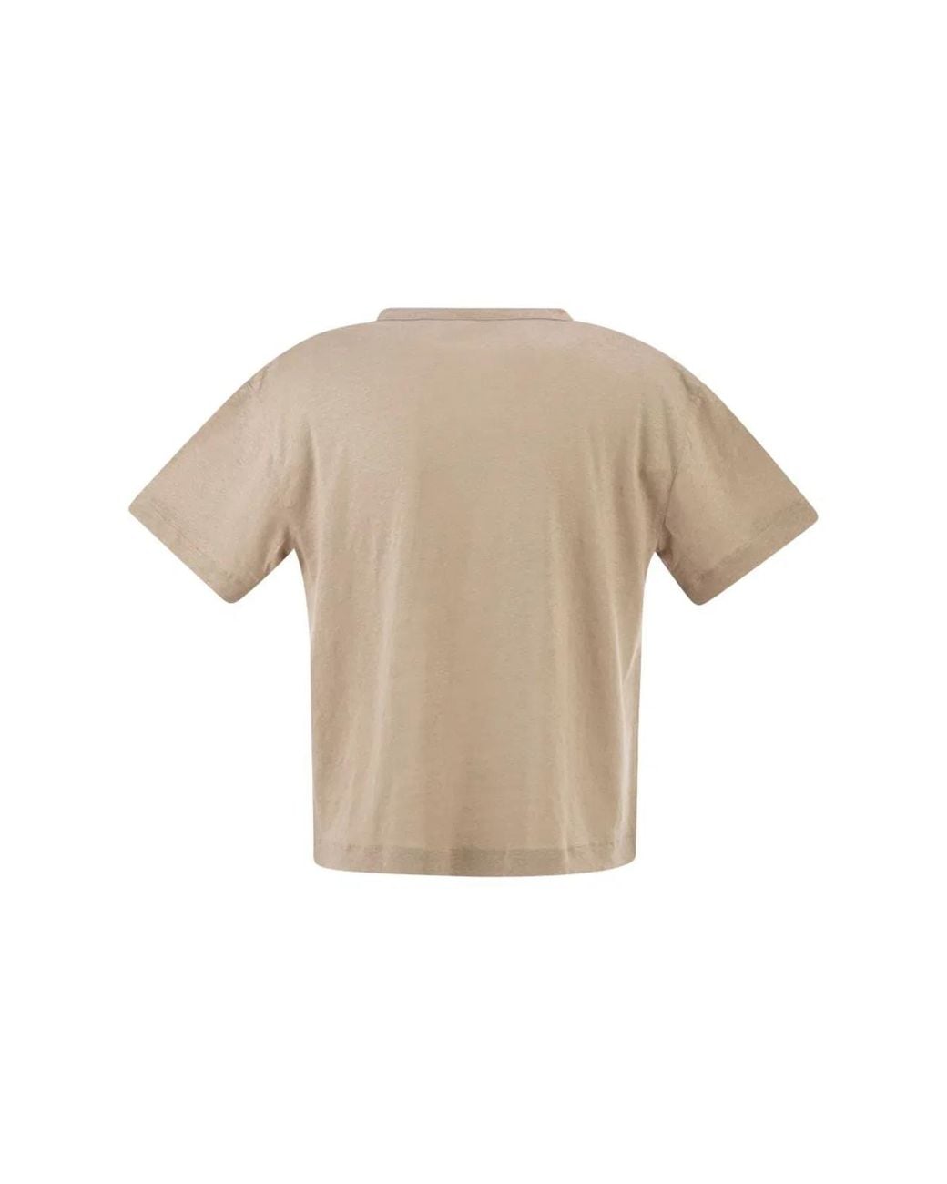 Majestic Natural Stretch Linen T-Shirt With V-Neck