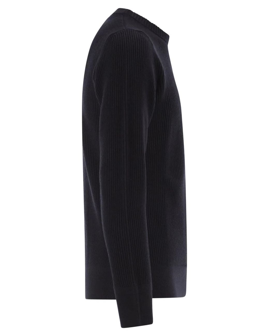Stone Island Black Crew-Neck Jumper With Ribbed Edges for men
