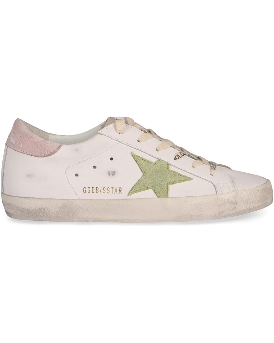 Golden Goose Deluxe Brand White "Super Star" Bio Based Upper Suede Star And Heel Sneakers