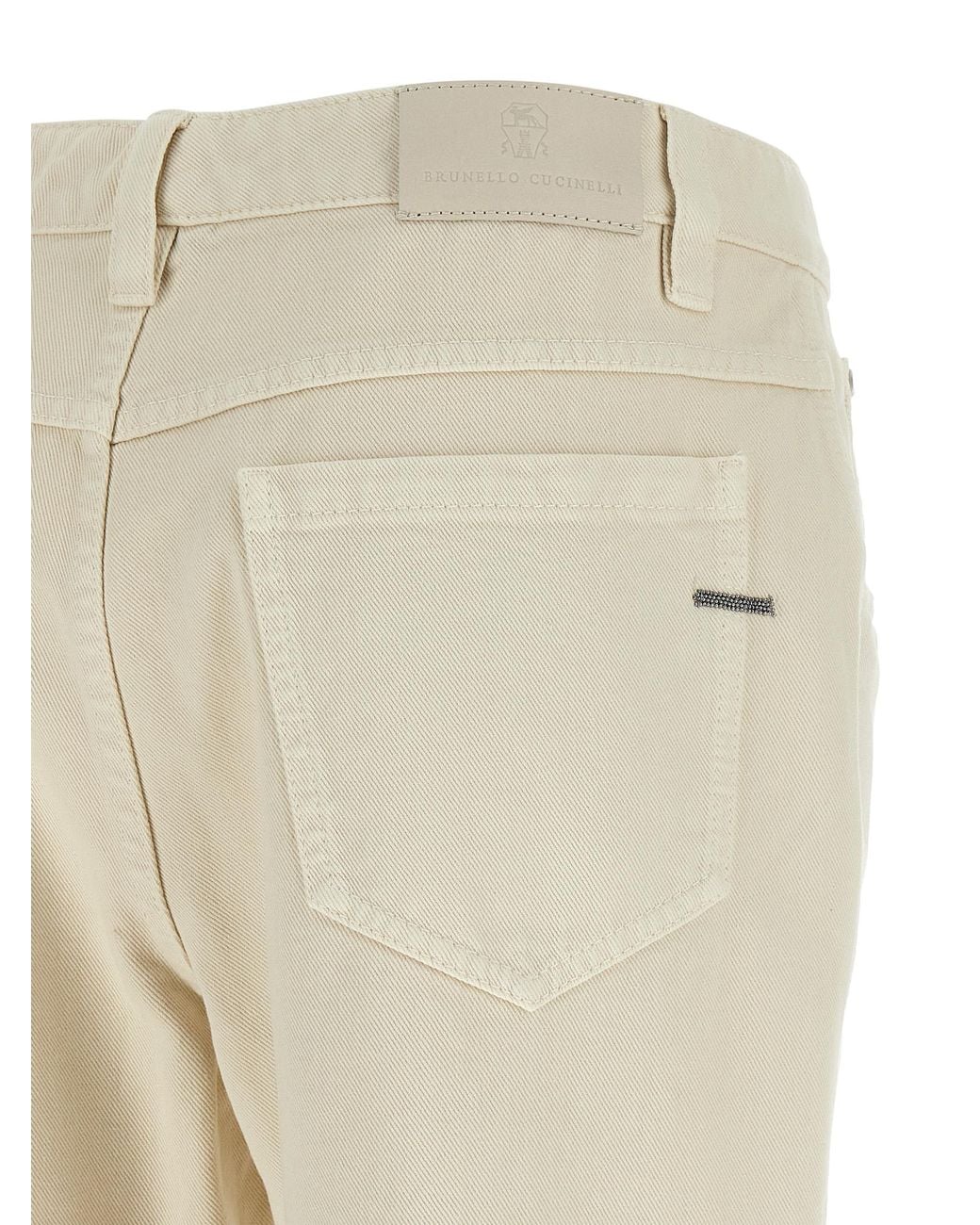 Brunello Cucinelli Natural 'Shiny Tab' Jeans