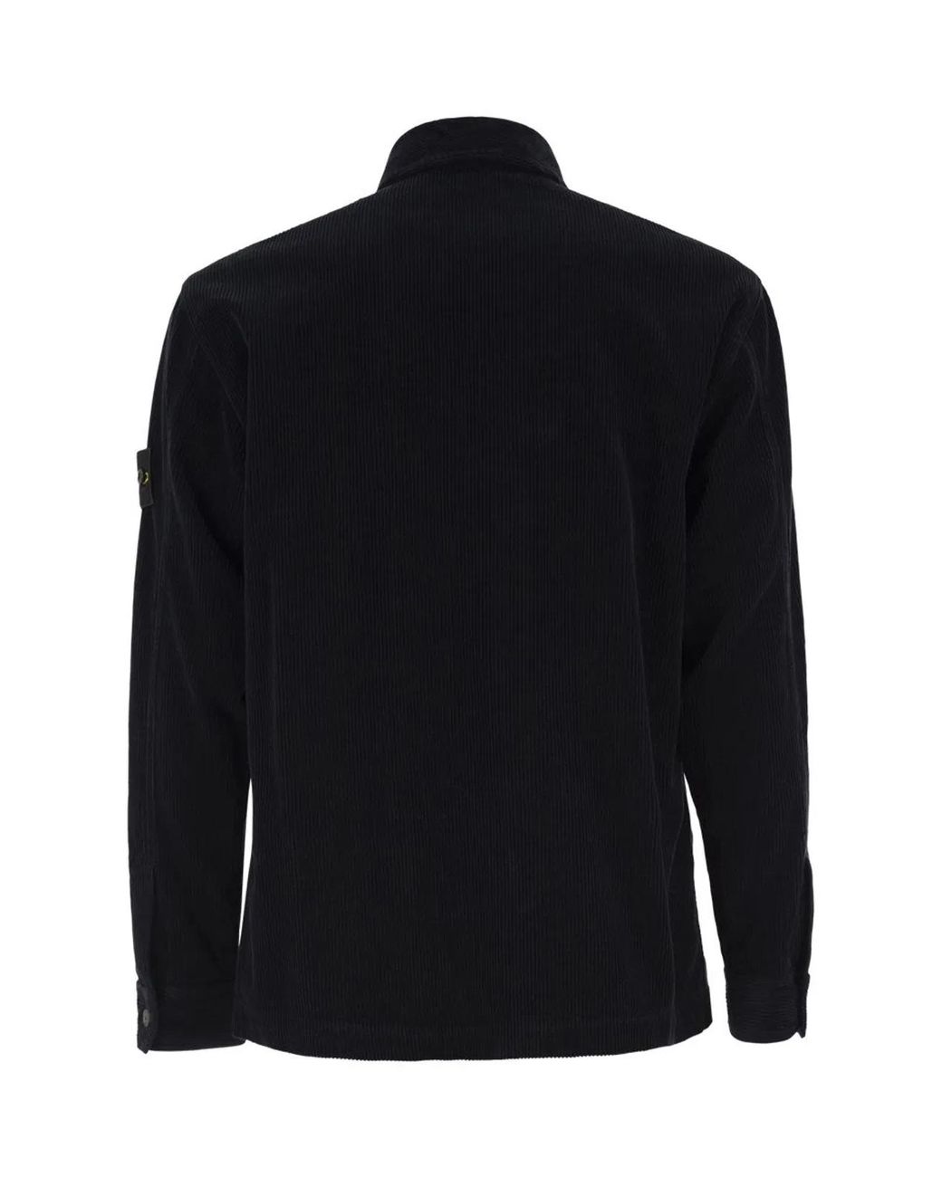Stone Island Black Cotton Corduroy Overshirt With Compass Badge for men
