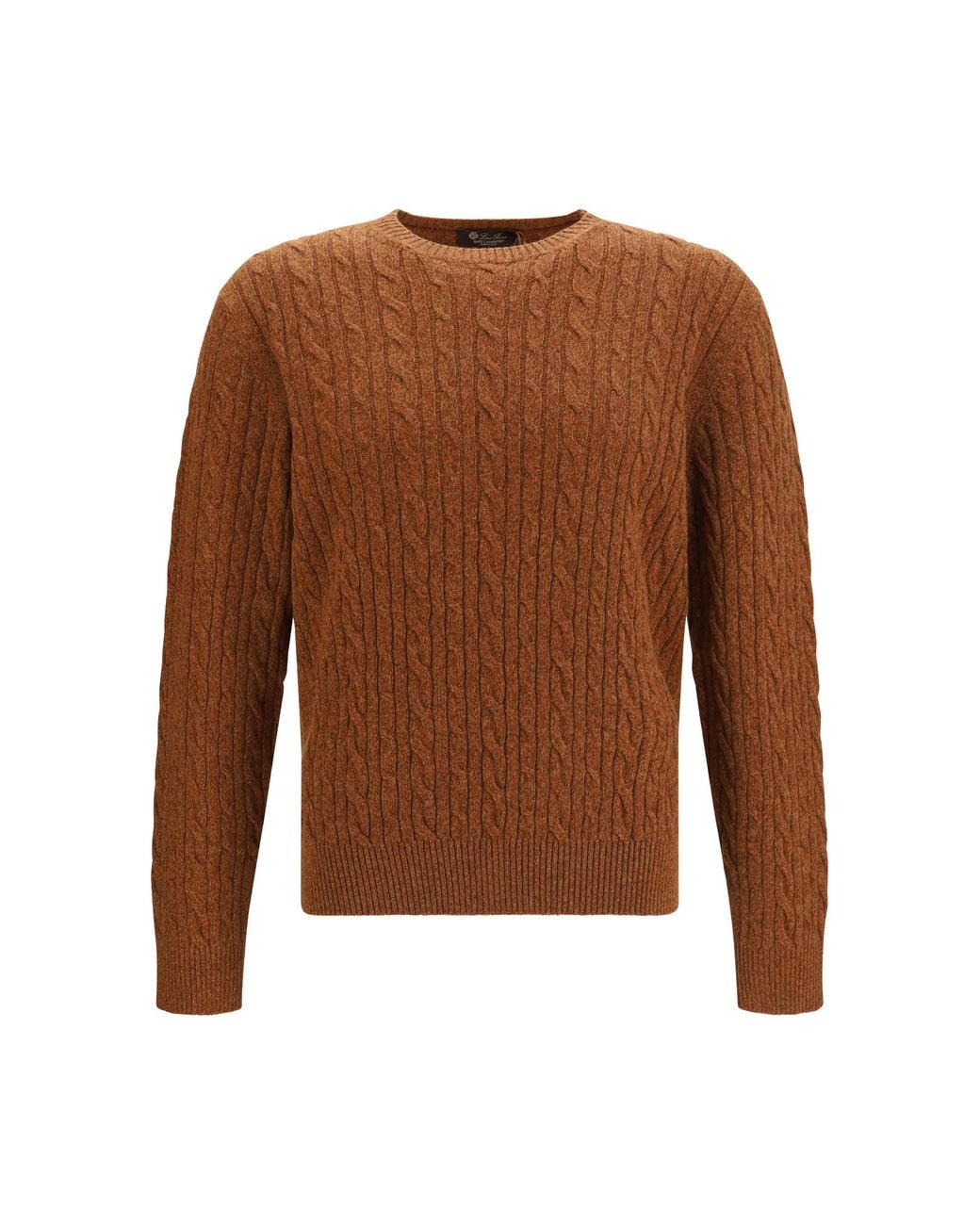 Loro Piana Brown Treccia Crew Neck Sweater for men
