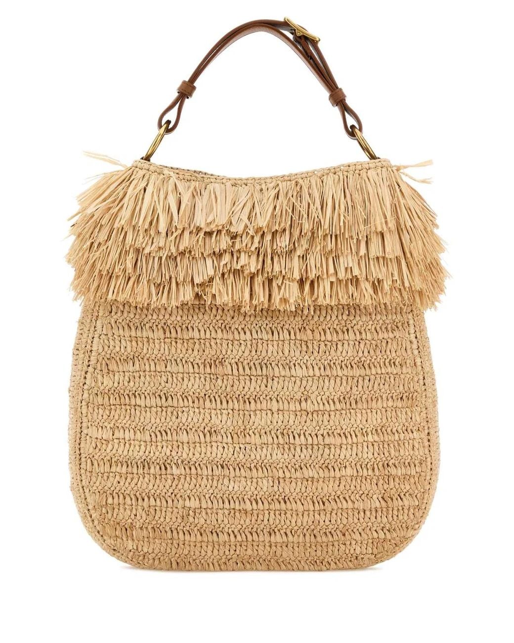 Saint Laurent Natural Raffia Roady Shopping Handbag