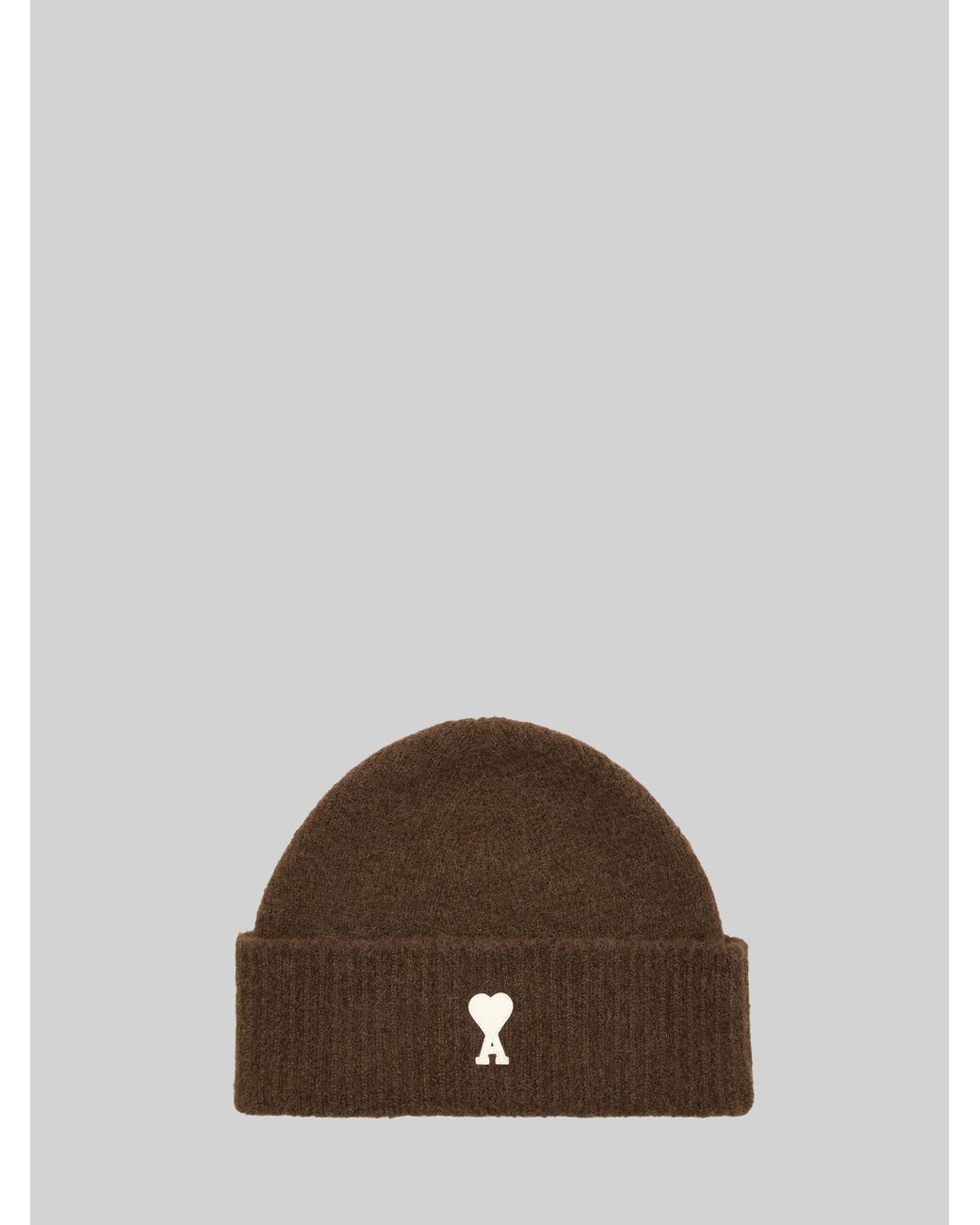 AMI Brown Ami De Coeur Woolblend Beanie for men