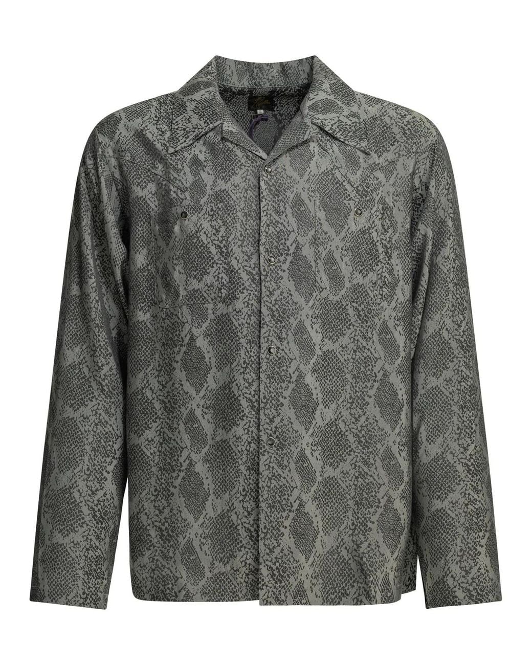 Needles Gray Cowboy One-Up Rayon Acetate Casual Shirt for men