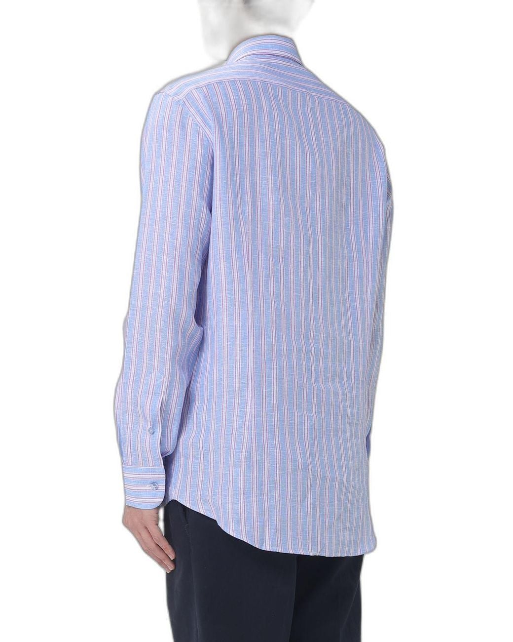 Etro Blue Striped Linen Shirt for men