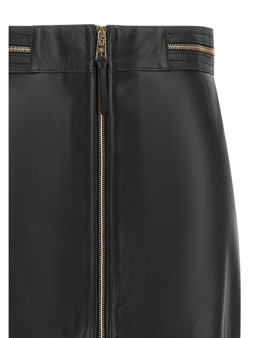 Elisabetta Franchi Black Leather Skirt
