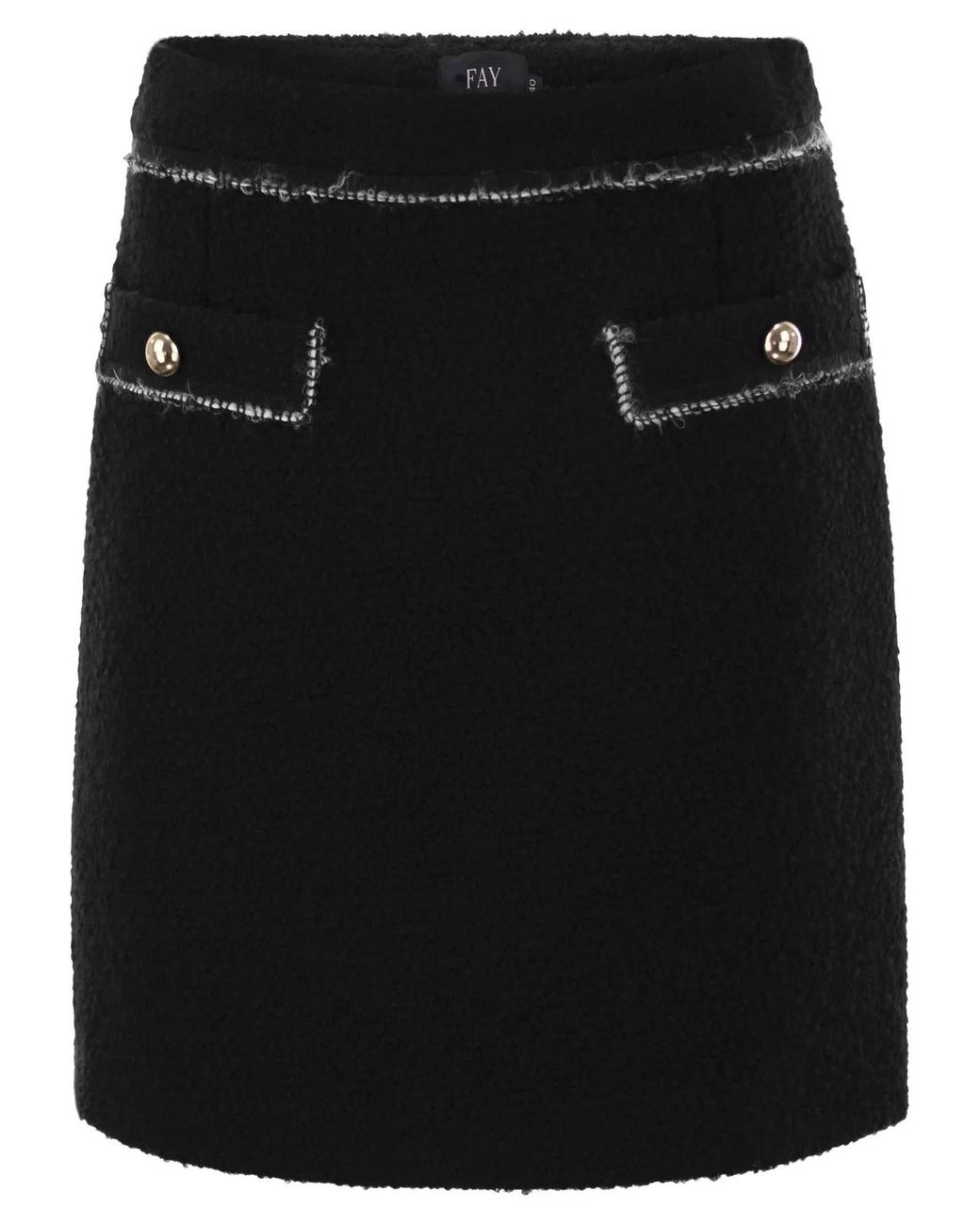 Fay Black Wool Short Skirt