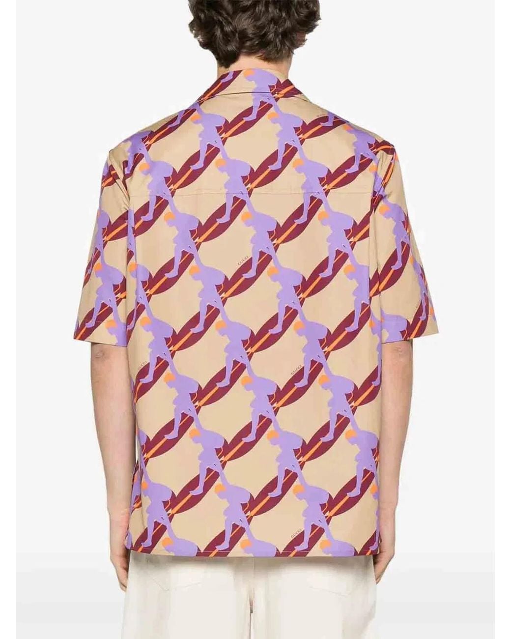 Gucci Pink 'Twisted Surf On Pop' Print Shirt for men