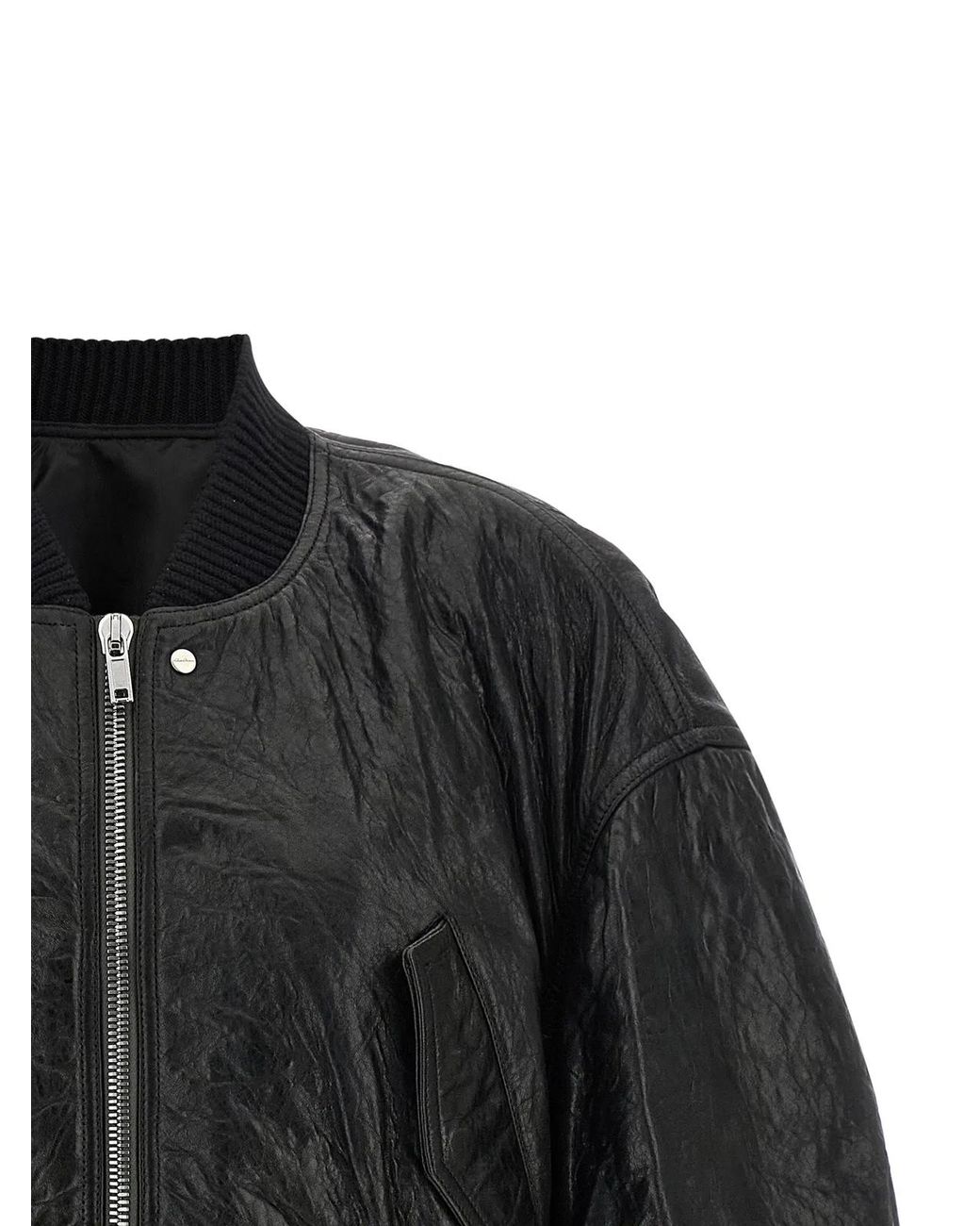 Rick Owens Black Lamb Leather Leather Jacket