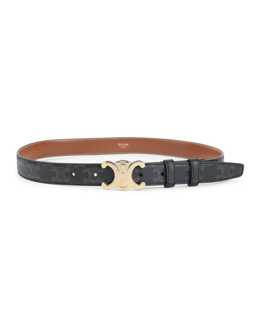 Céline Brown Tan Triomphe Textile Medium 25 Mm Belt