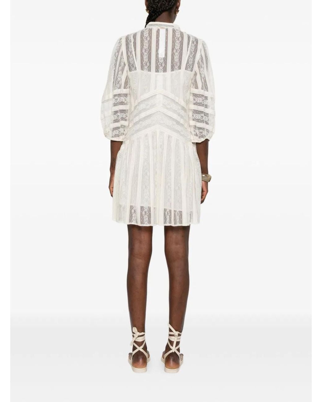 Twinset White Mother Of Pearl Silk Dress