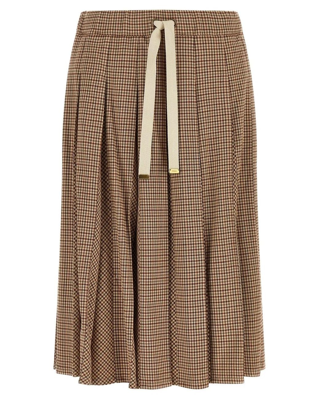 Moncler Brown Pleated Midi Skirt