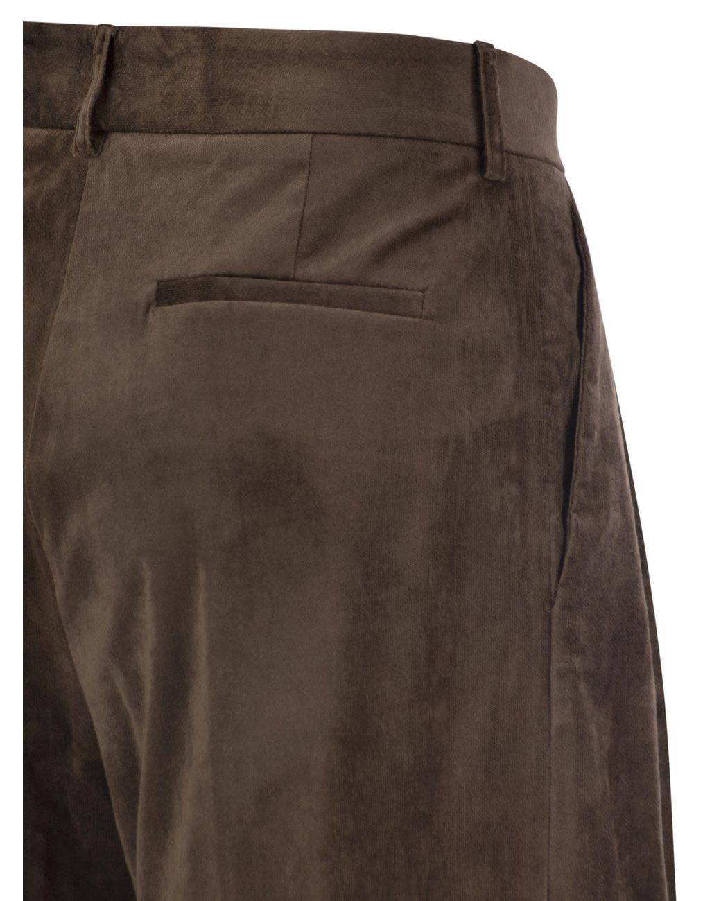 Antonelli Brown Wide-Leg Velvet Trousers