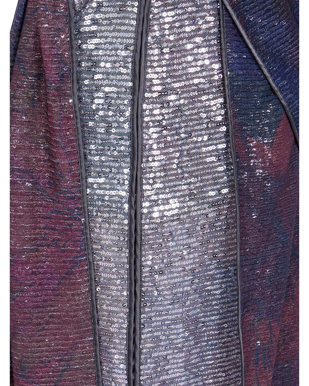 Maison Margiela Blue Burgundy Sequins Draped Maxi Skirt