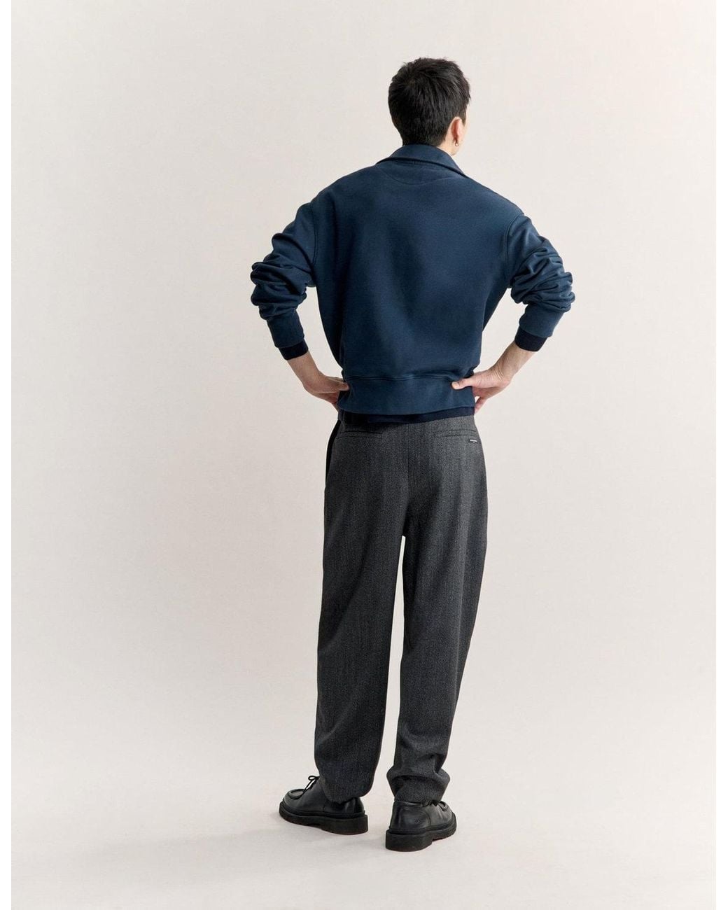 Maison Kitsuné Blue Profile Fox Zipped Polo Sweatshirt for men