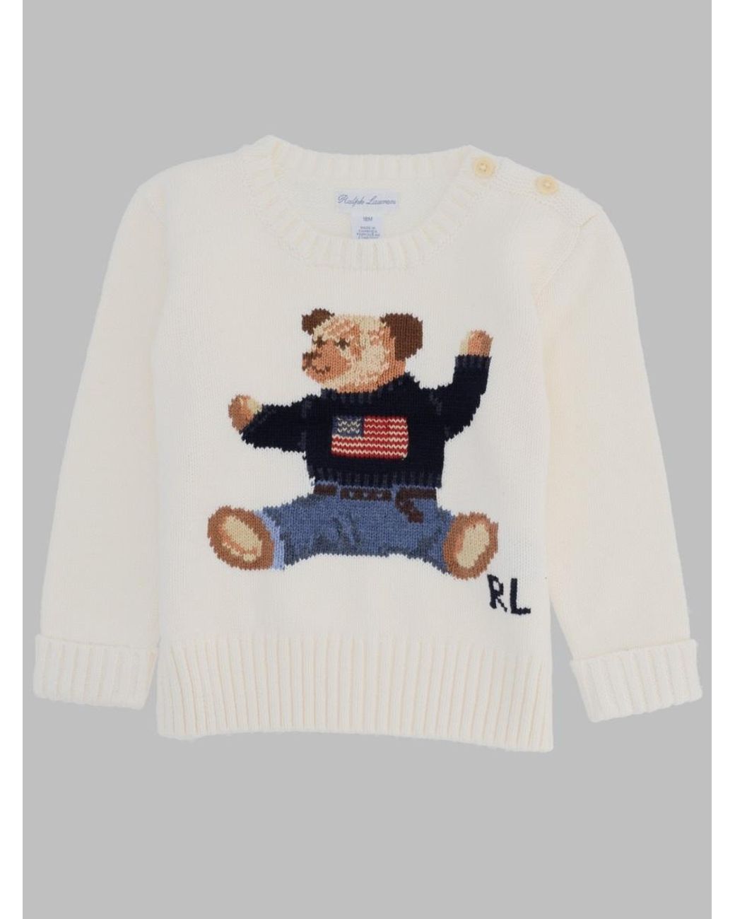 Polo Ralph Lauren White Baby Bear Graphic Sweater