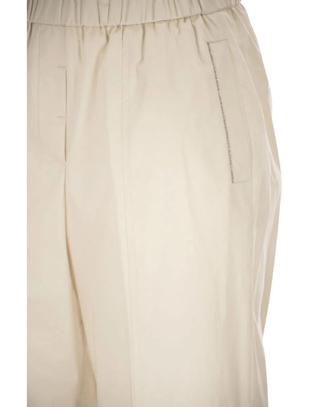 Peserico White Loose-Fitting Stretch Cotton Trousers With Elasticated Waistband