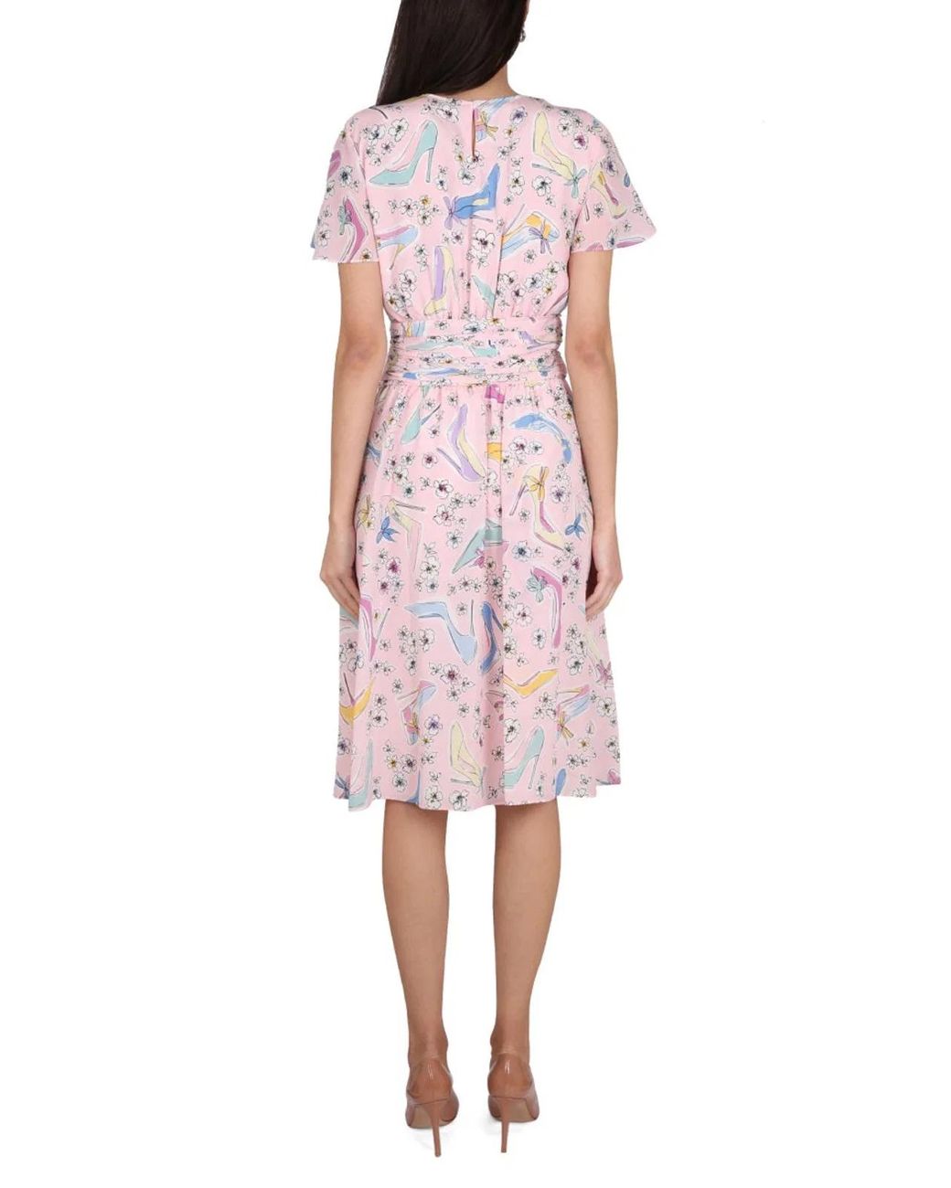 Boutique Moschino Pink Heels And Flowers Dress