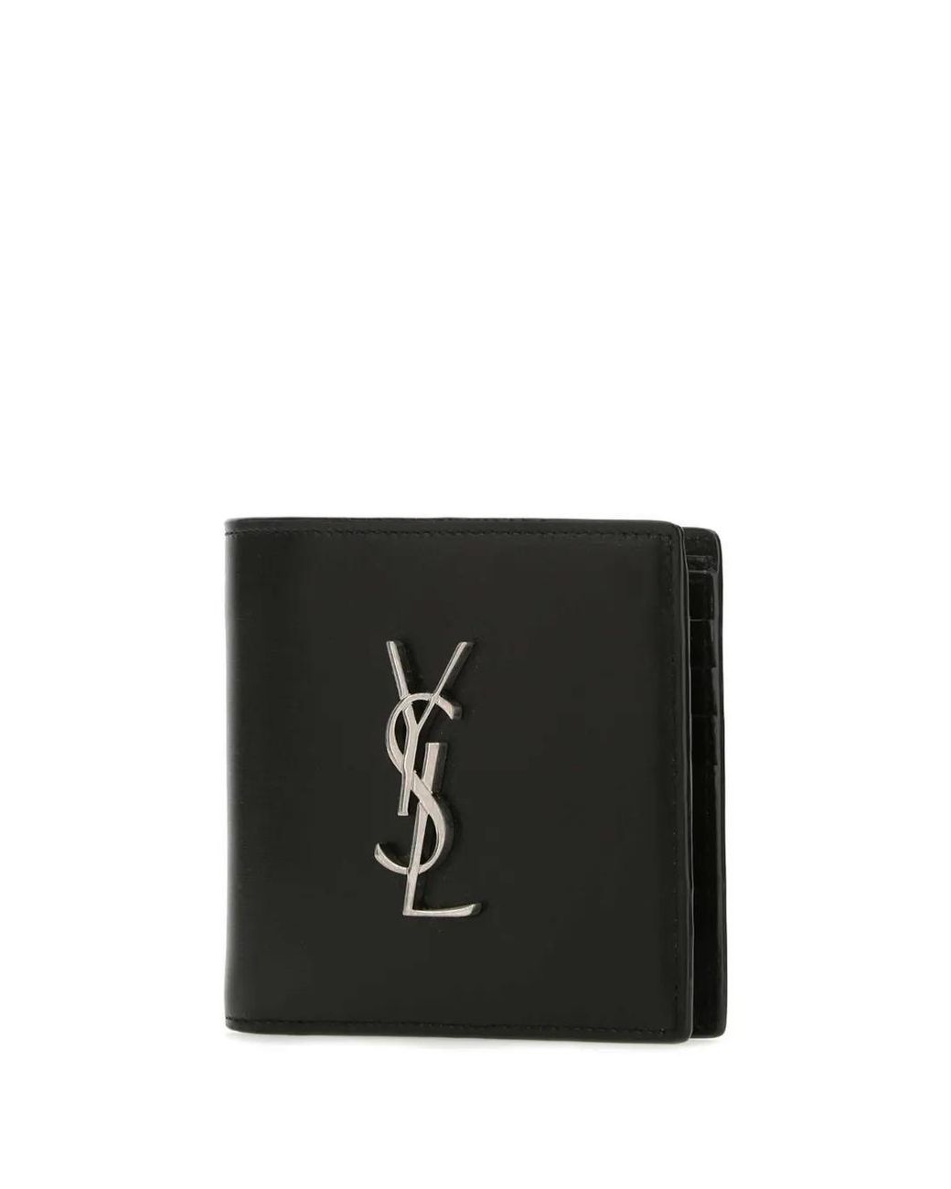 Saint Laurent Black Cassandre East/West Leather Wallet for men