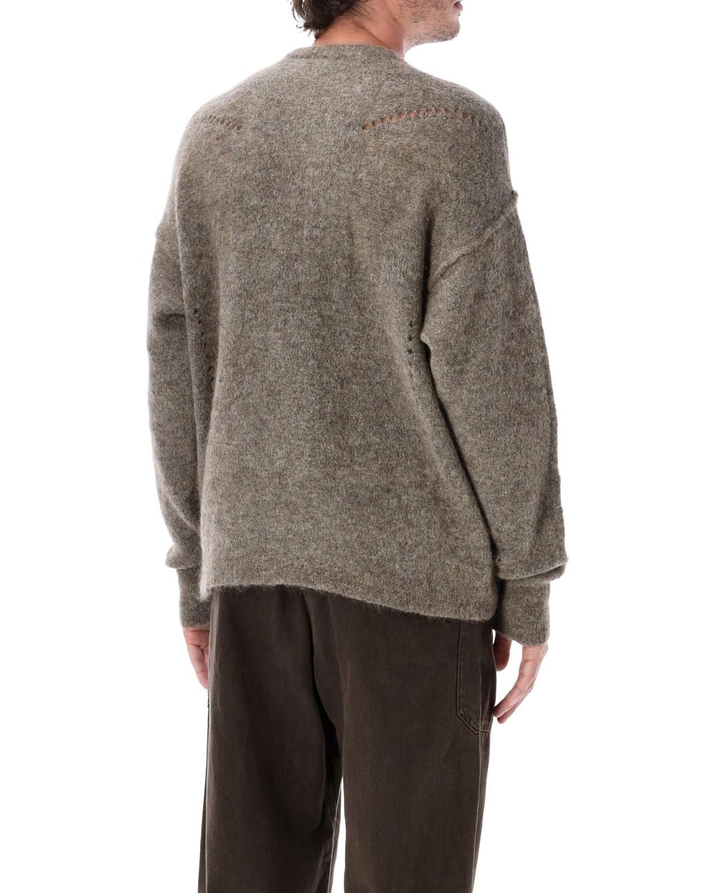 Roa Gray Dropstitch Mohair Knit Crewneck for men