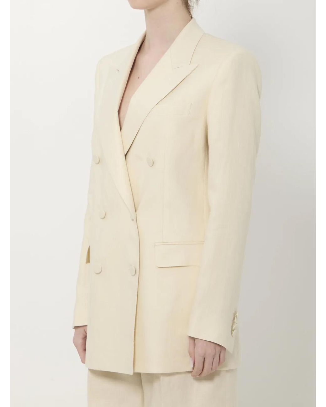 Tagliatore Natural Double-Breasted Linen J-Jasmin Jacket