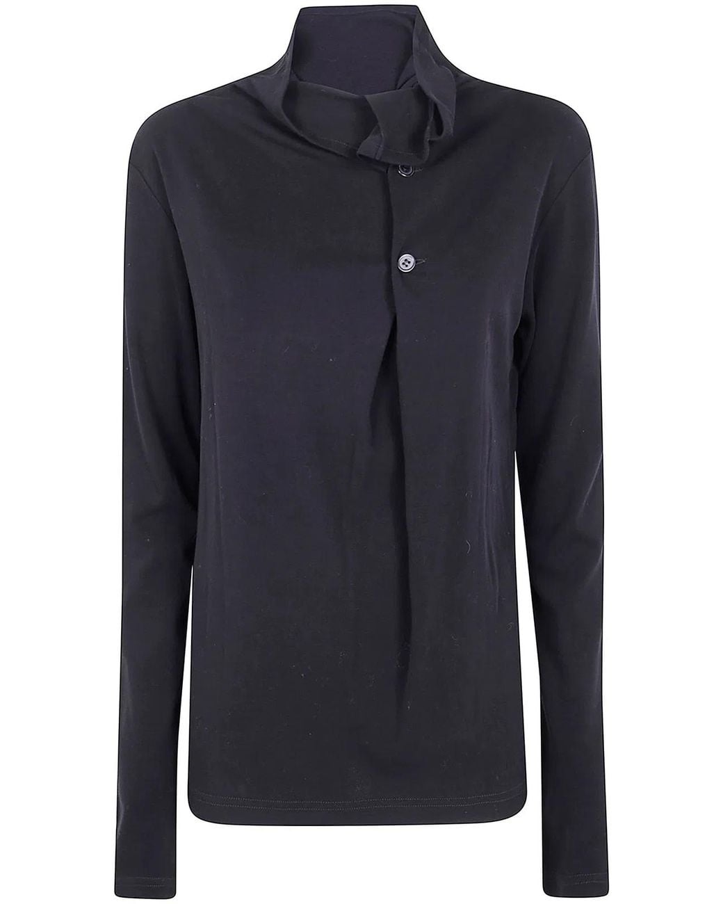 Y's Yohji Yamamoto Blue Ka- Back Button Off-Neck T