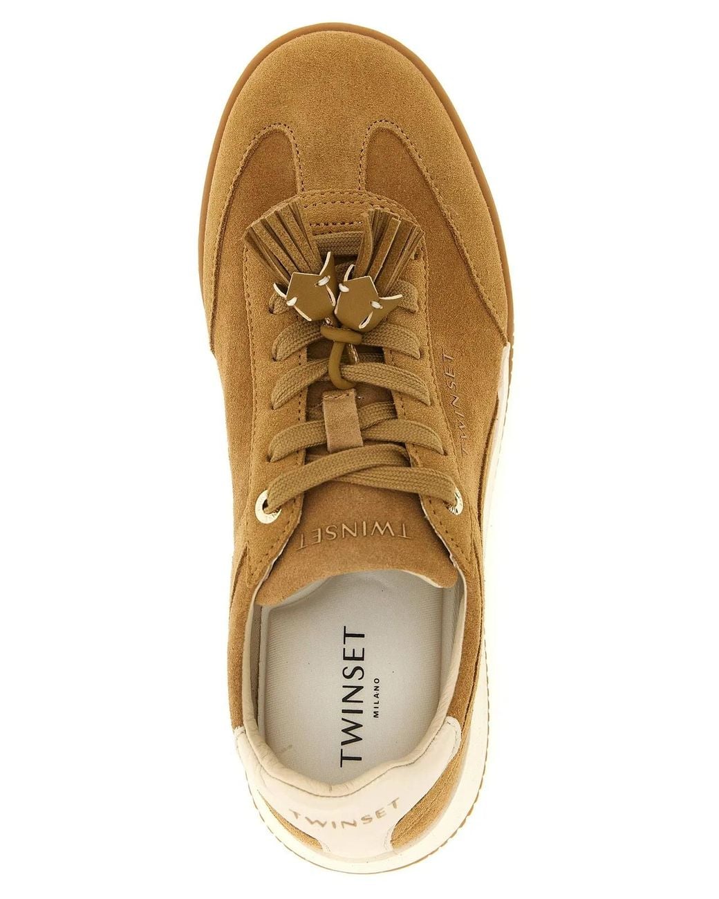 Twinset Brown Twin Set Suede Sneakers With Tassels