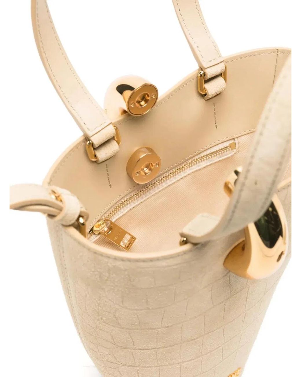 Jacquemus White Crocodile-Effect Suede Tote Bag Le Petit Bambola