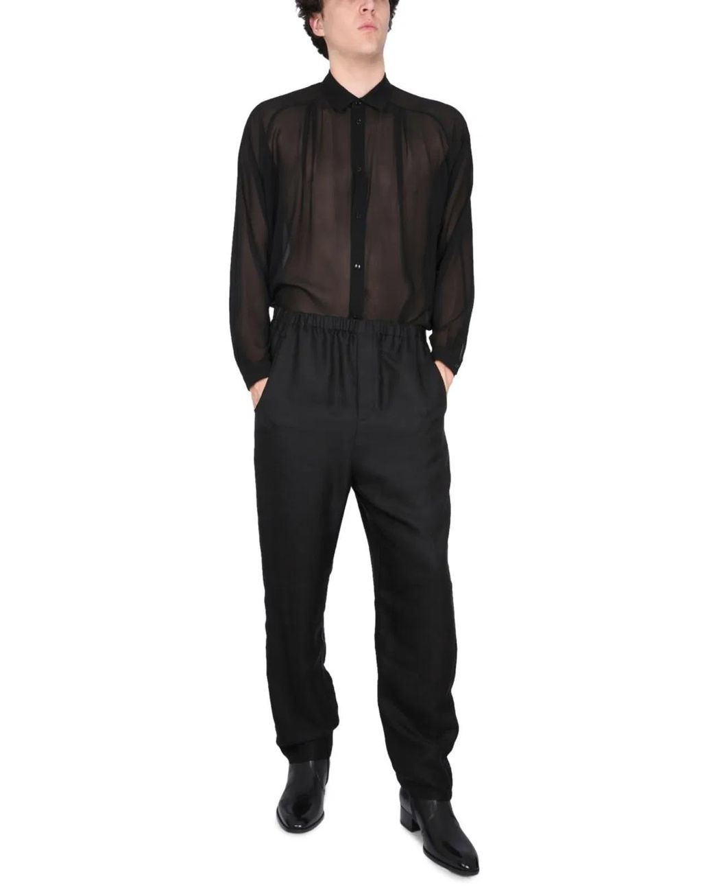 Saint Laurent Black High Waist Pants for men