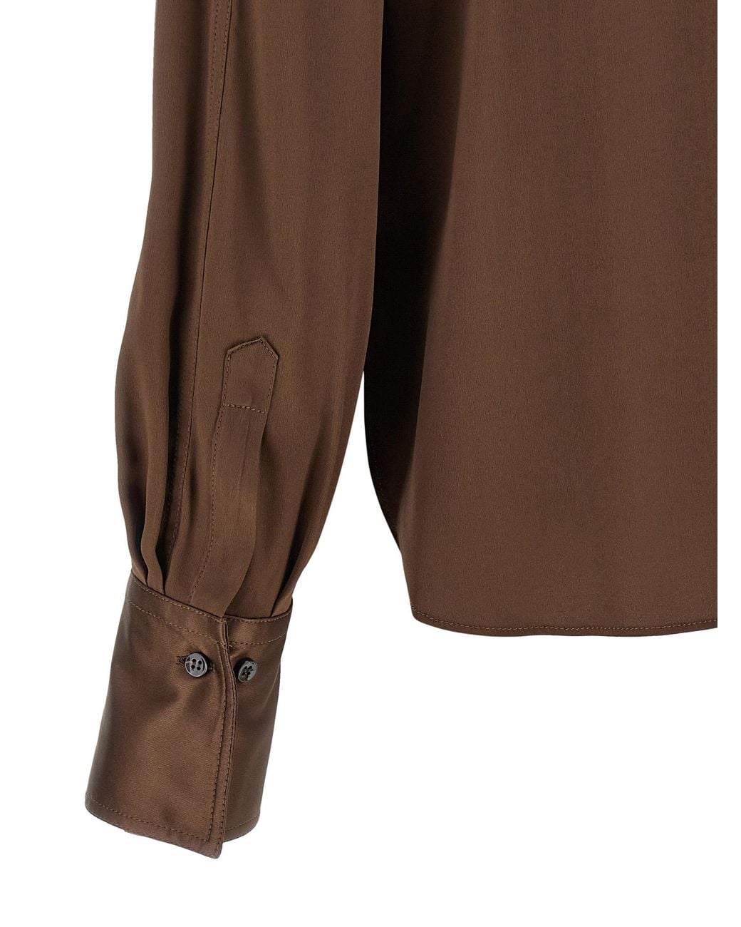 Brunello Cucinelli Brown Stretch Silk Satin Shirt