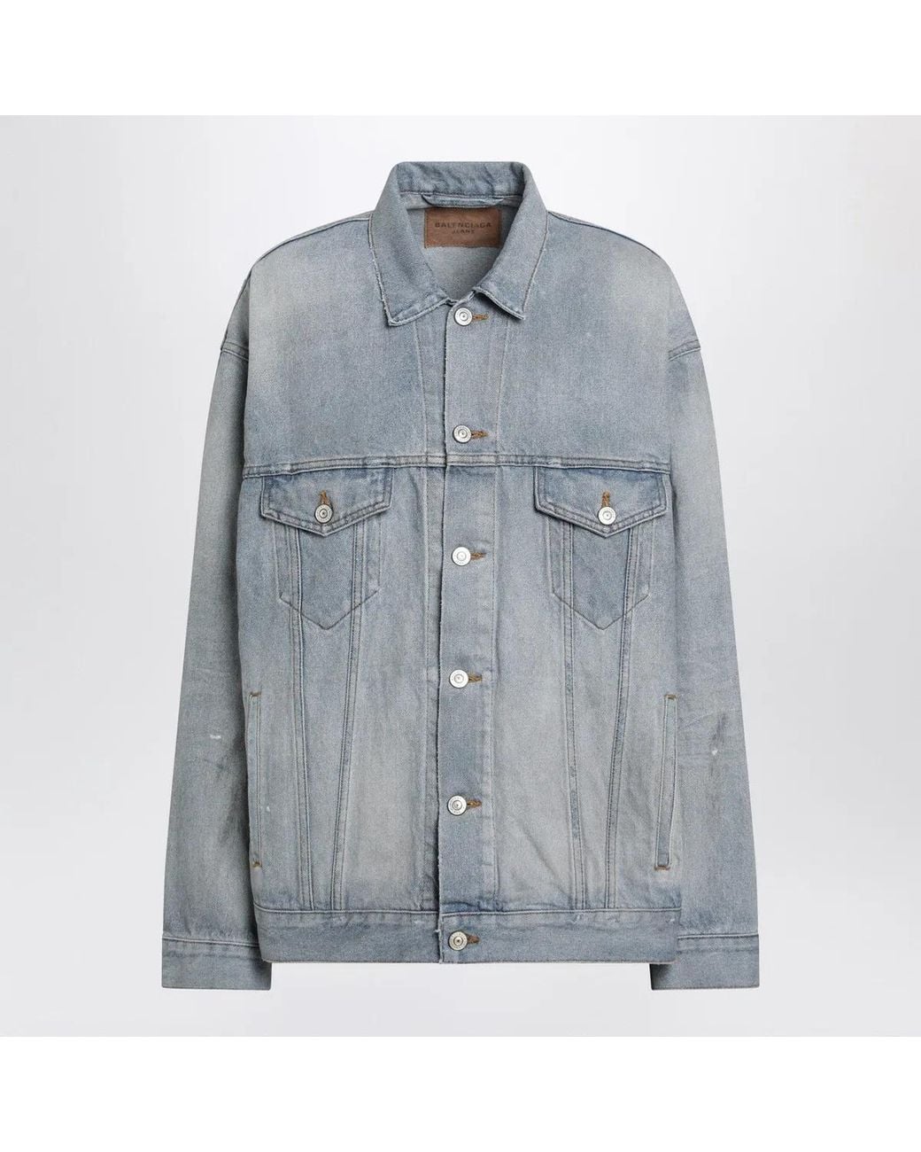 Balenciaga Blue Light Vintage-Effect Denim Jacket