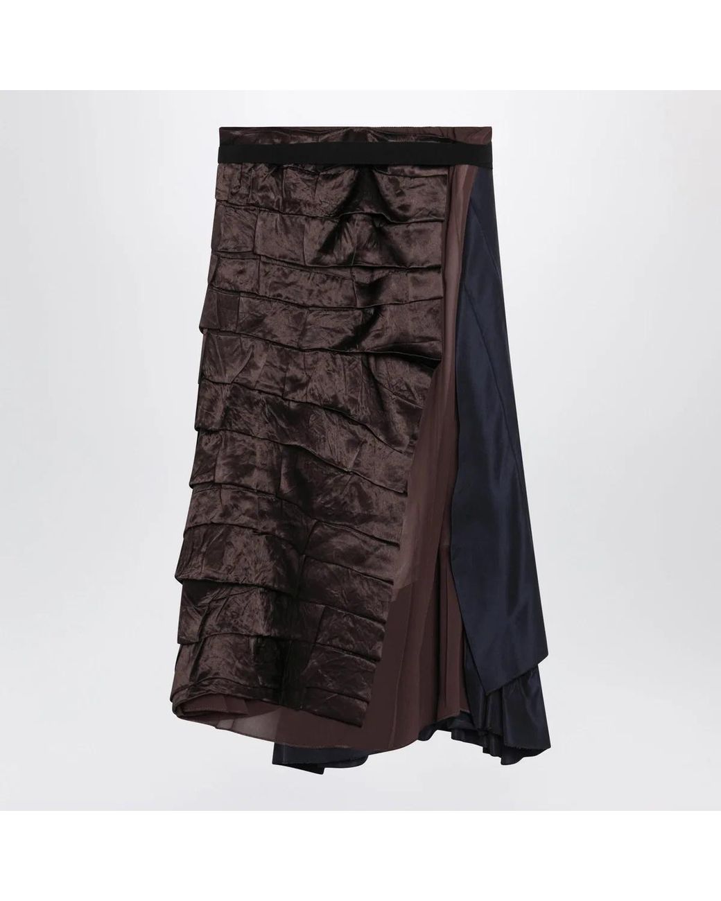 Prada Blue Patchwork Faille Wrap Skirt