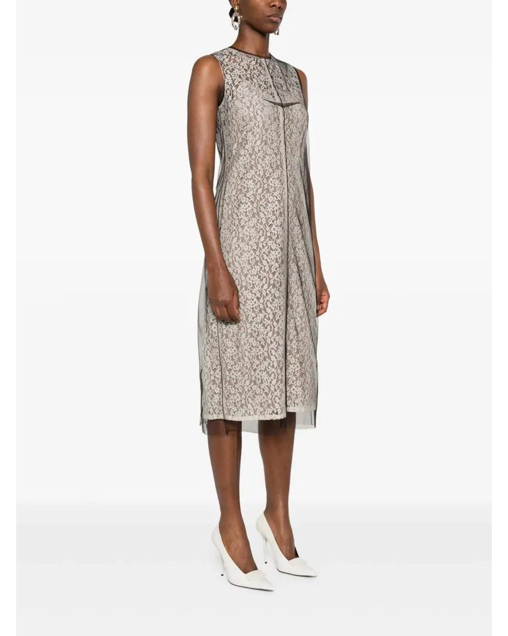Fendi Gray Lace Dress